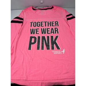 Susan G Komen Womens Together We Wear Pink 3/4 Sleeve Black Glitter Size M